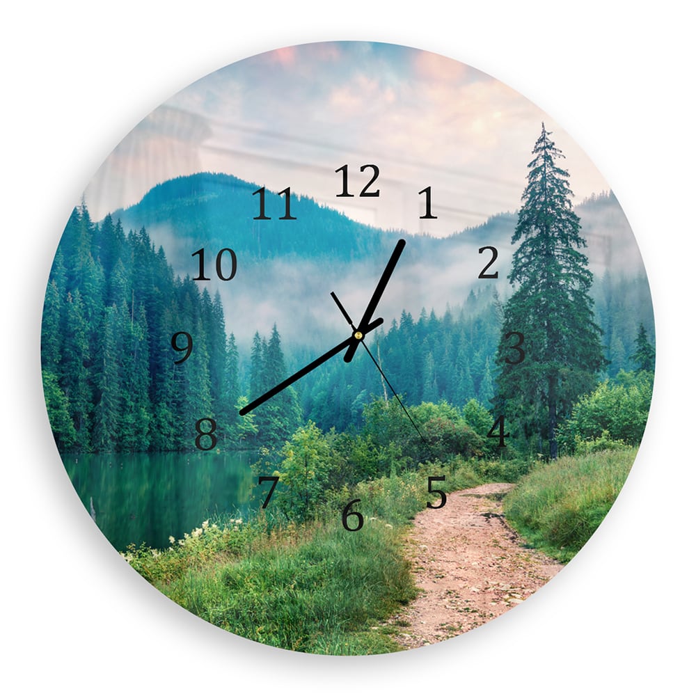 Wanduhr Rund - Nebeliges Lacu Rosu-See