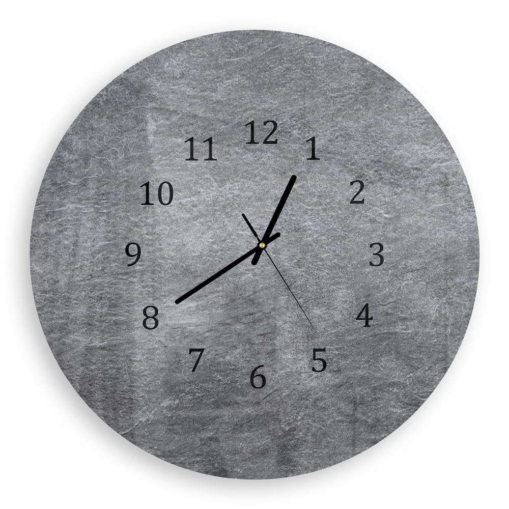 Wanduhr Rund - Natürlicher grauer Granit