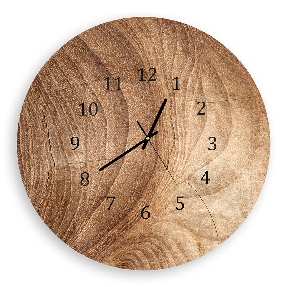 Wanduhr Rund - Holztextur
