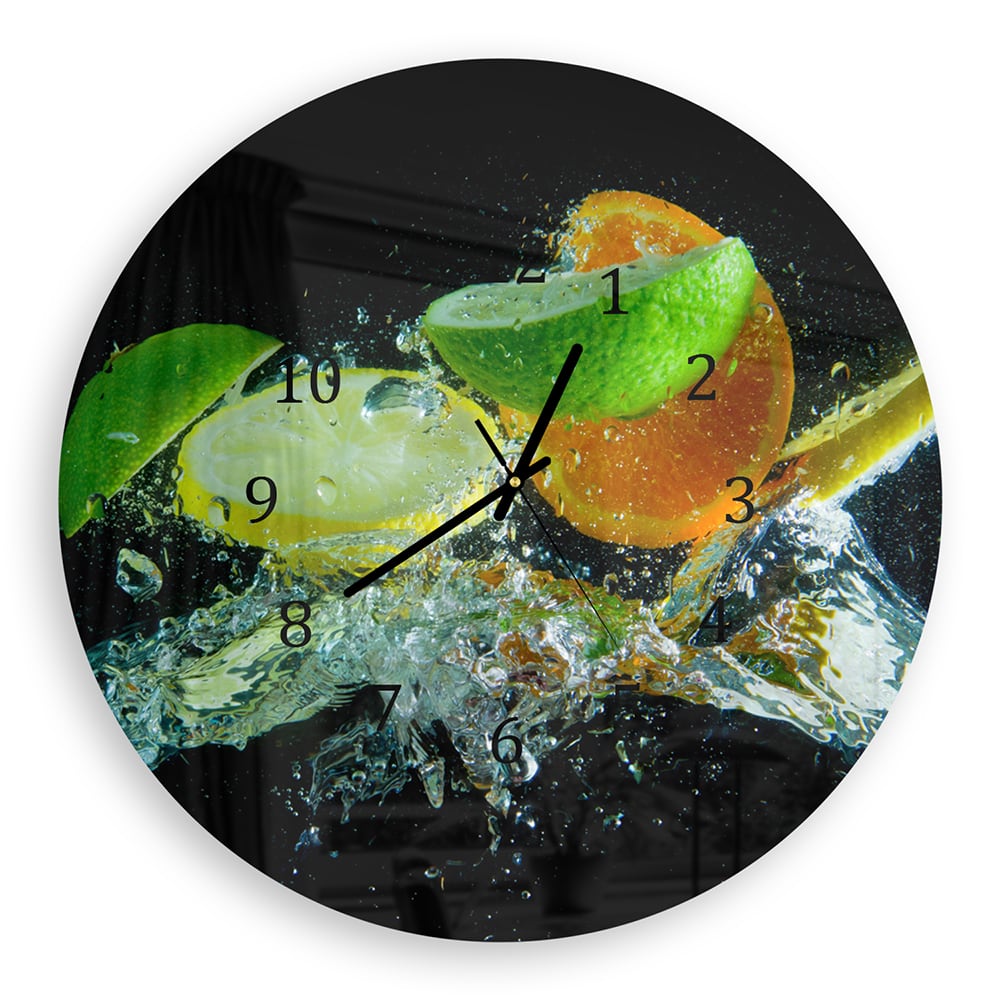 Wanduhr Rund - Zitrus-Splash