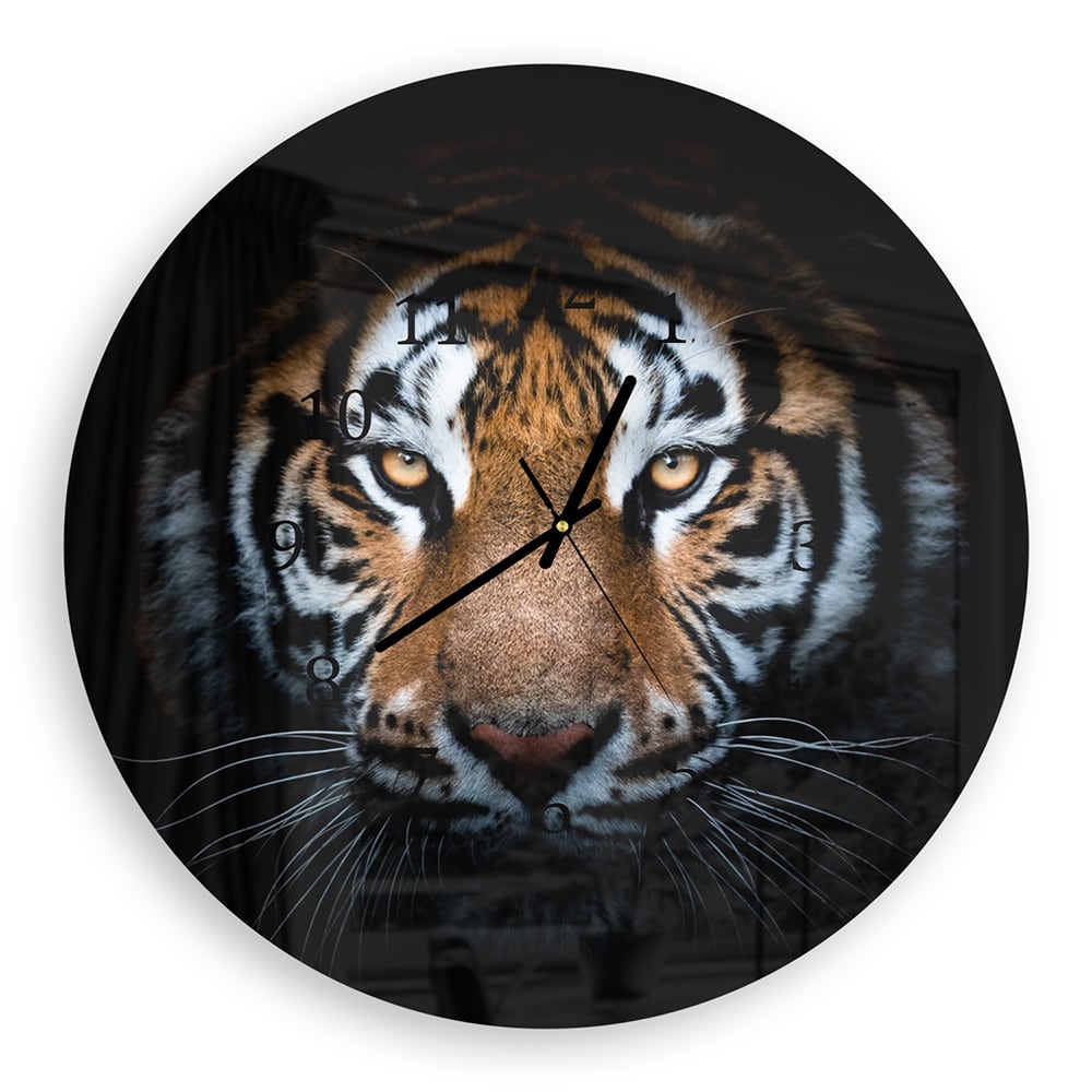 Wanduhr Rund - Tiger-Porträt