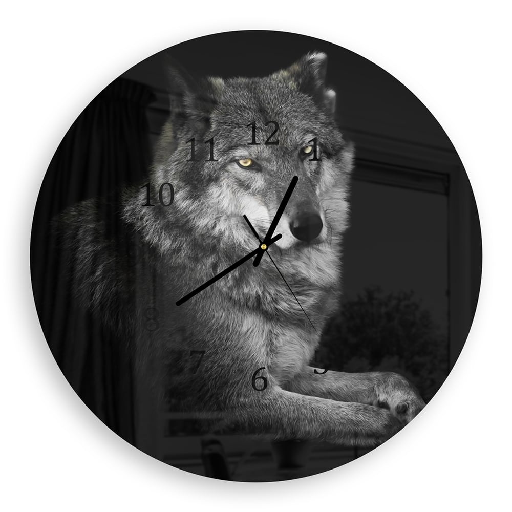 Wanduhr Rund - Weiblicher Wolf