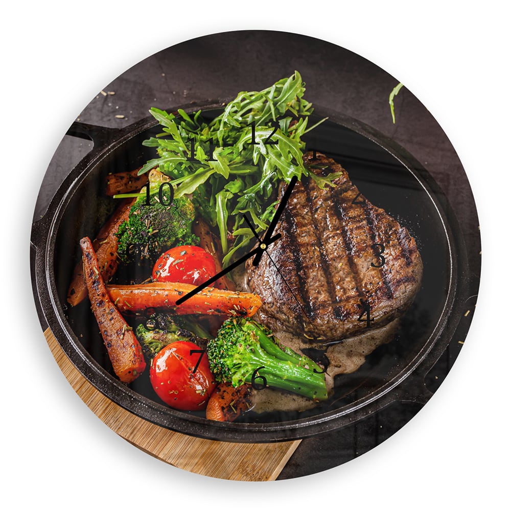 Wanduhr Rund - Gegrilltes Steak