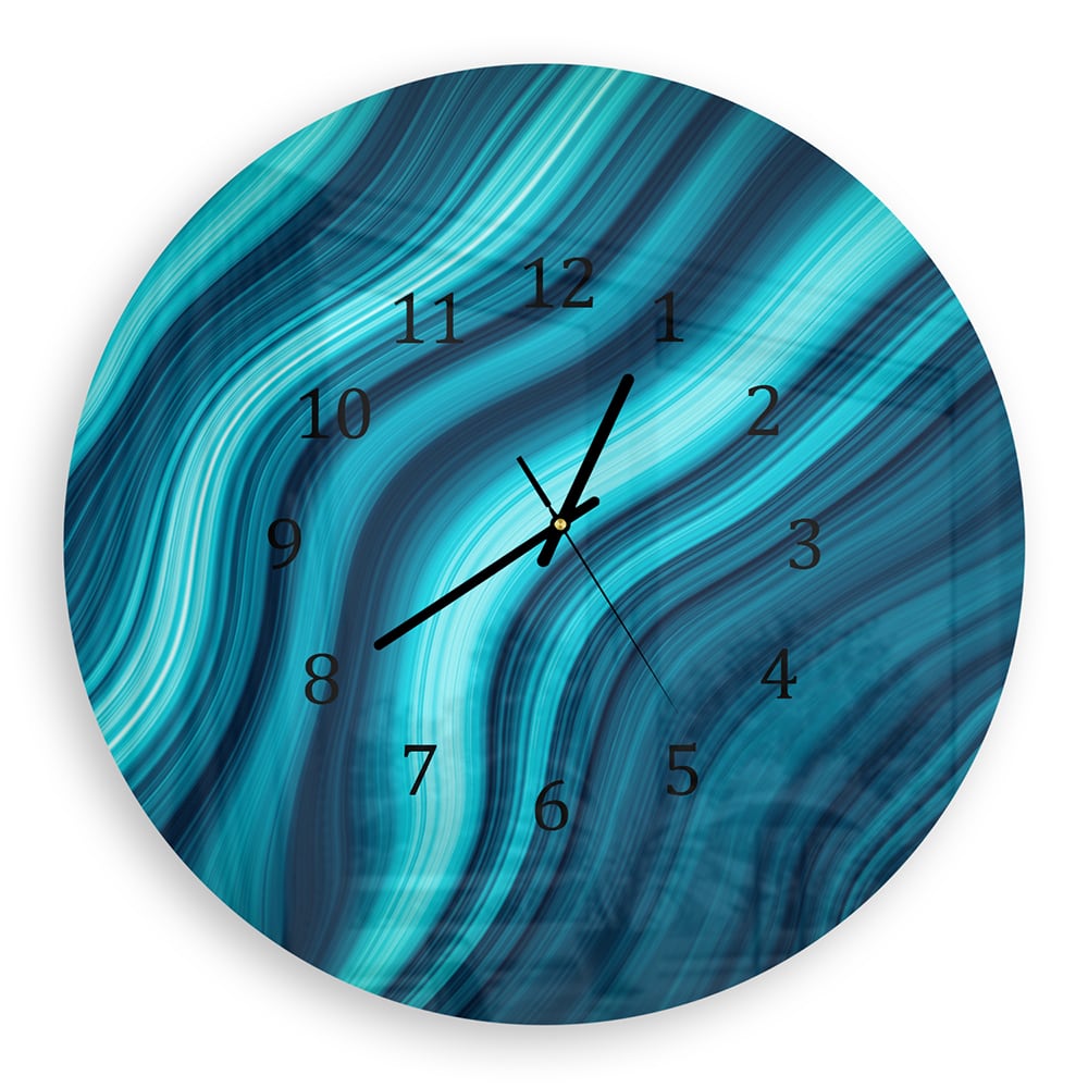 Wanduhr Rund - Blaue Marmor-Tinte-Textur