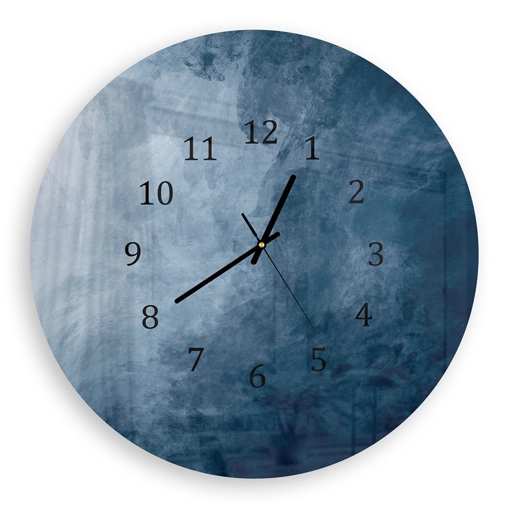 Wanduhr Rund - Blaue Aquarell-Textur