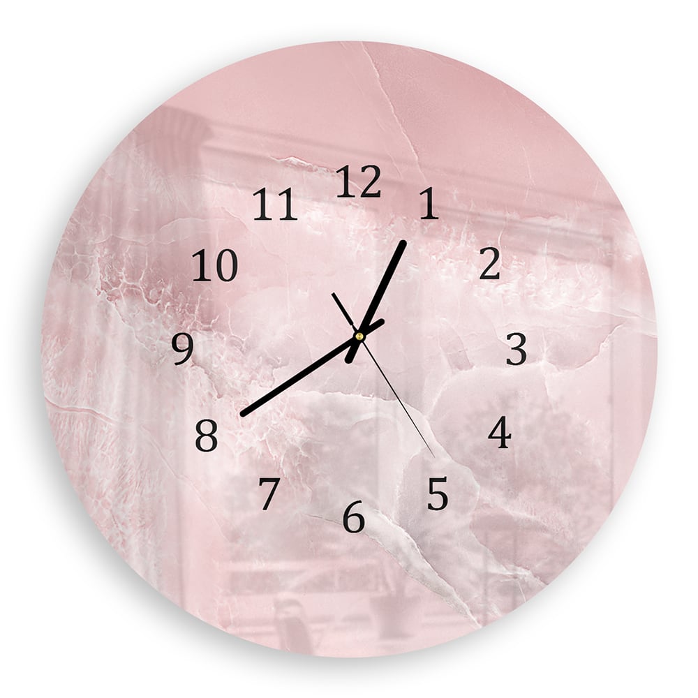 Wanduhr Rund - Hellrosa Marmor
