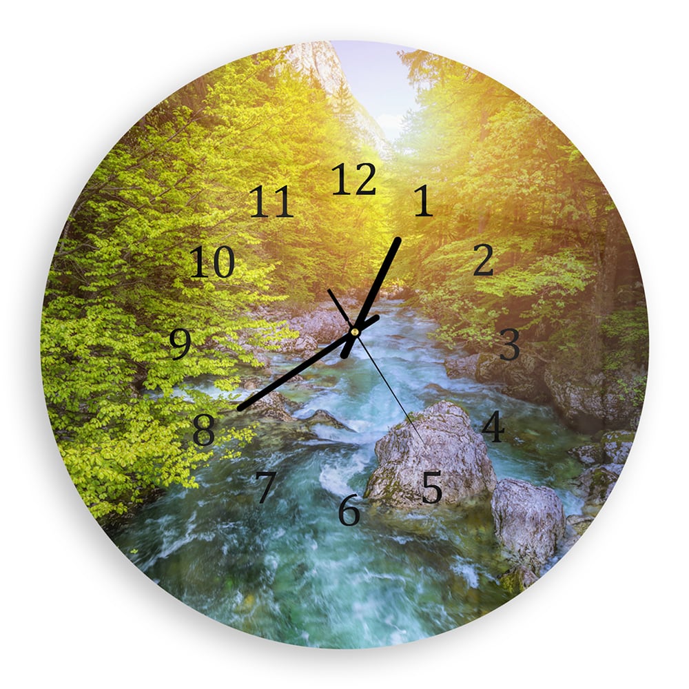 Wanduhr Rund - Kristallklares Bergwasser