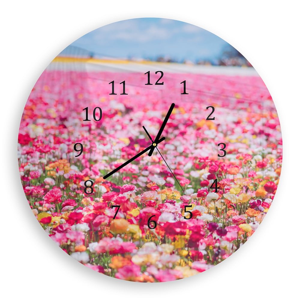 Wanduhr Rund - Meer aus Blumen