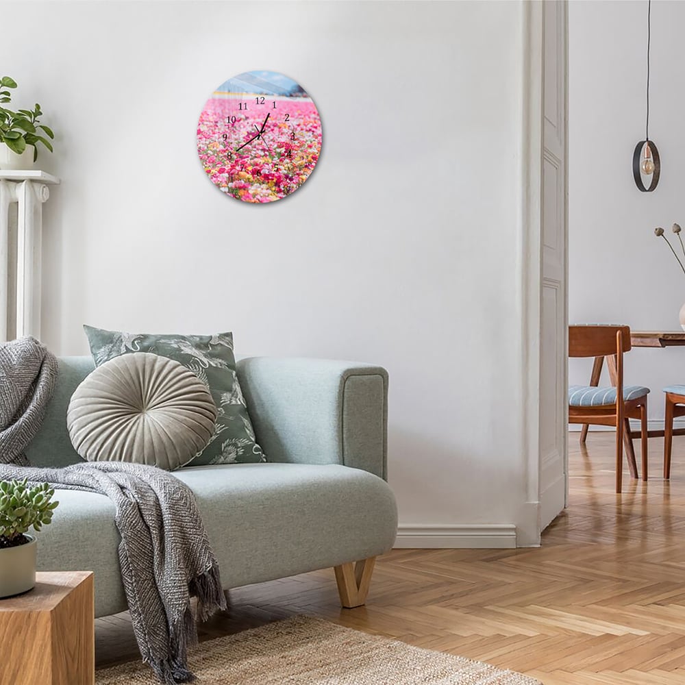 Wanduhr Rund - Meer aus Blumen