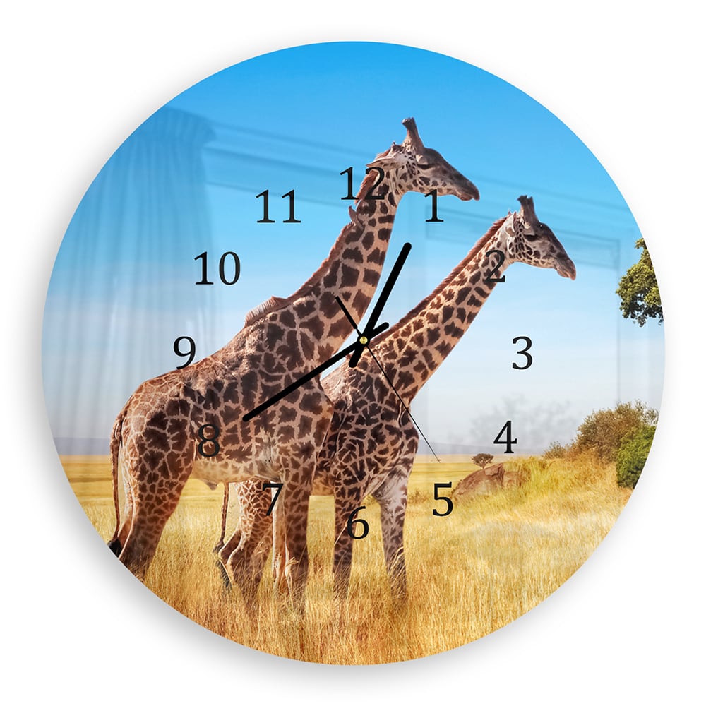 Wanduhr Rund - Giraffen