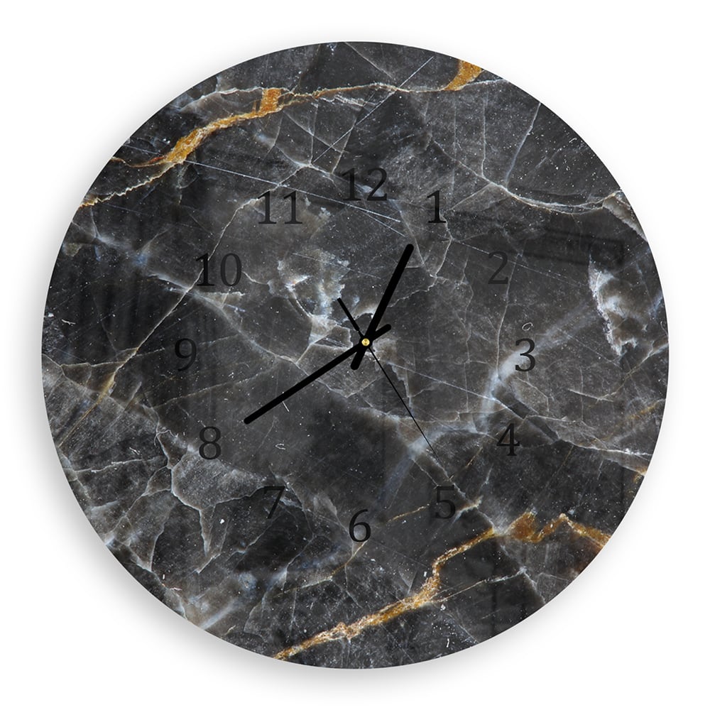 Wanduhr Rund - Goldadern-Marmor