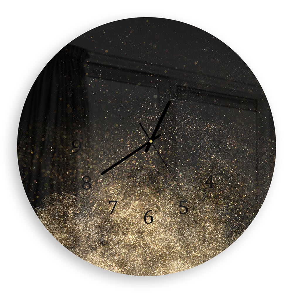 Wanduhr Rund - Goldenes Glitzerpulver