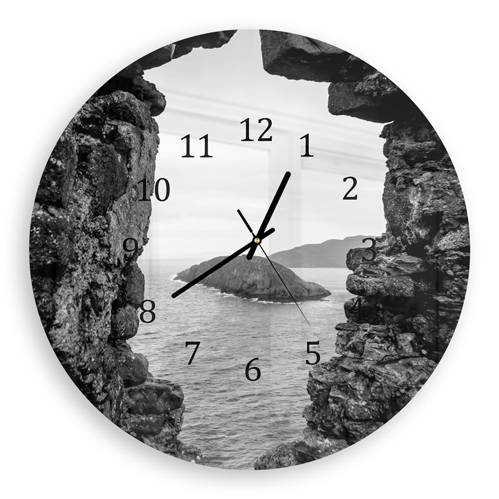 Wanduhr Rund - Meerblick von den Felsen