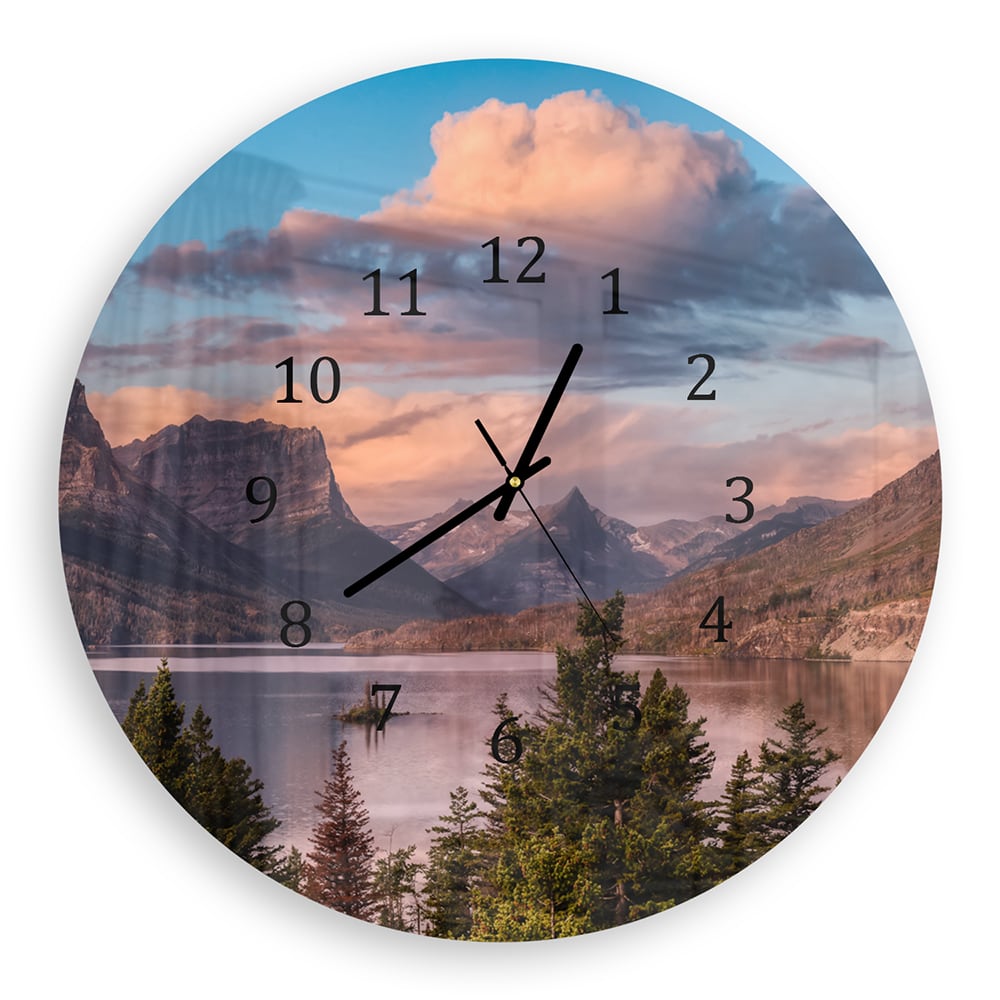 Wanduhr Rund - See in den Rocky Mountains