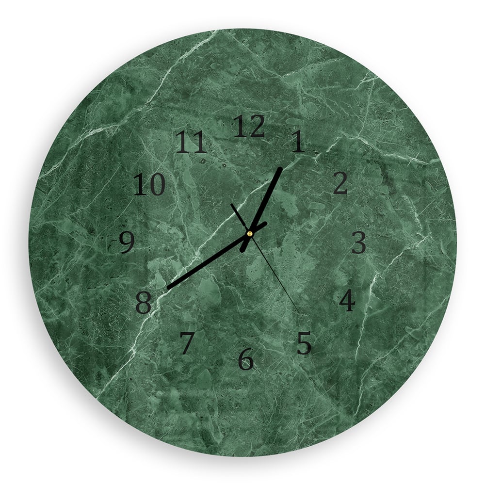 Wanduhr Rund - Grüner Marmor