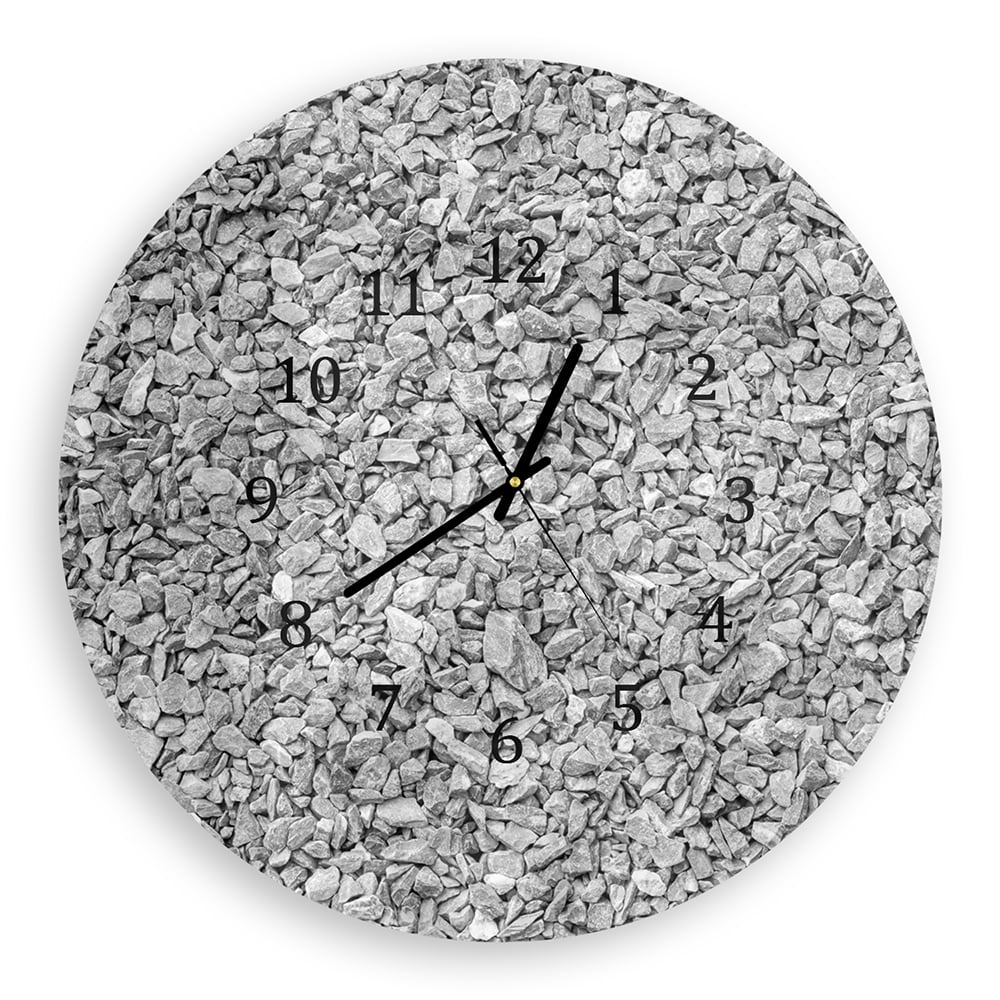 Wanduhr Rund - Graues Kies