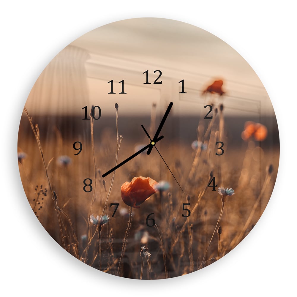 Wanduhr Rund - Mohnblumen im Feld