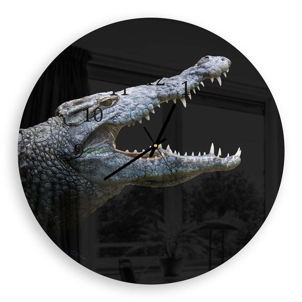 Wanduhr Rund - Krokodil