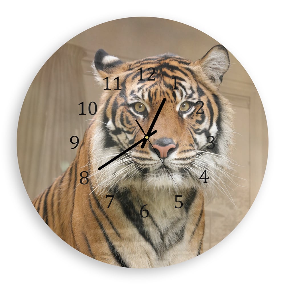 Wanduhr Rund - Tiger im Dschungel