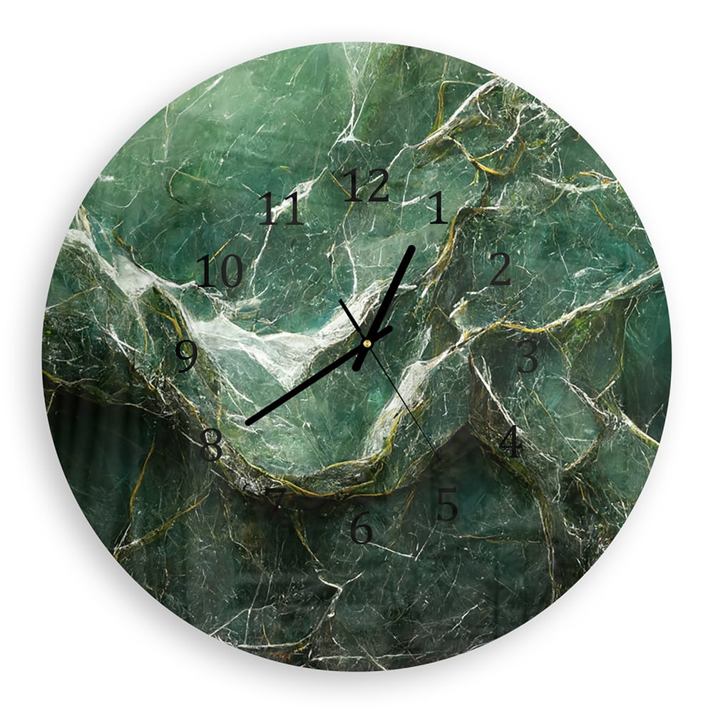 Wanduhr Rund - Luxuriöser grüner Marmor
