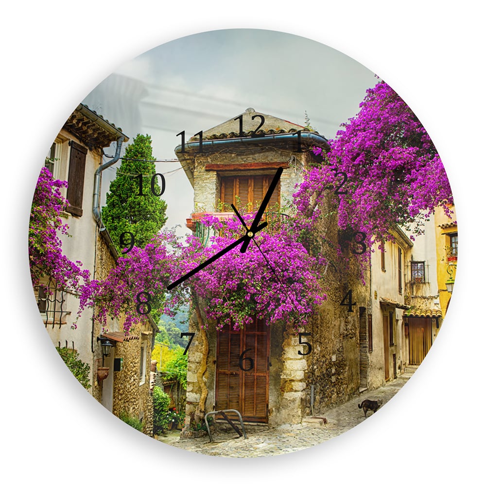 Wanduhr Rund - Altes Städtchen in der Provence