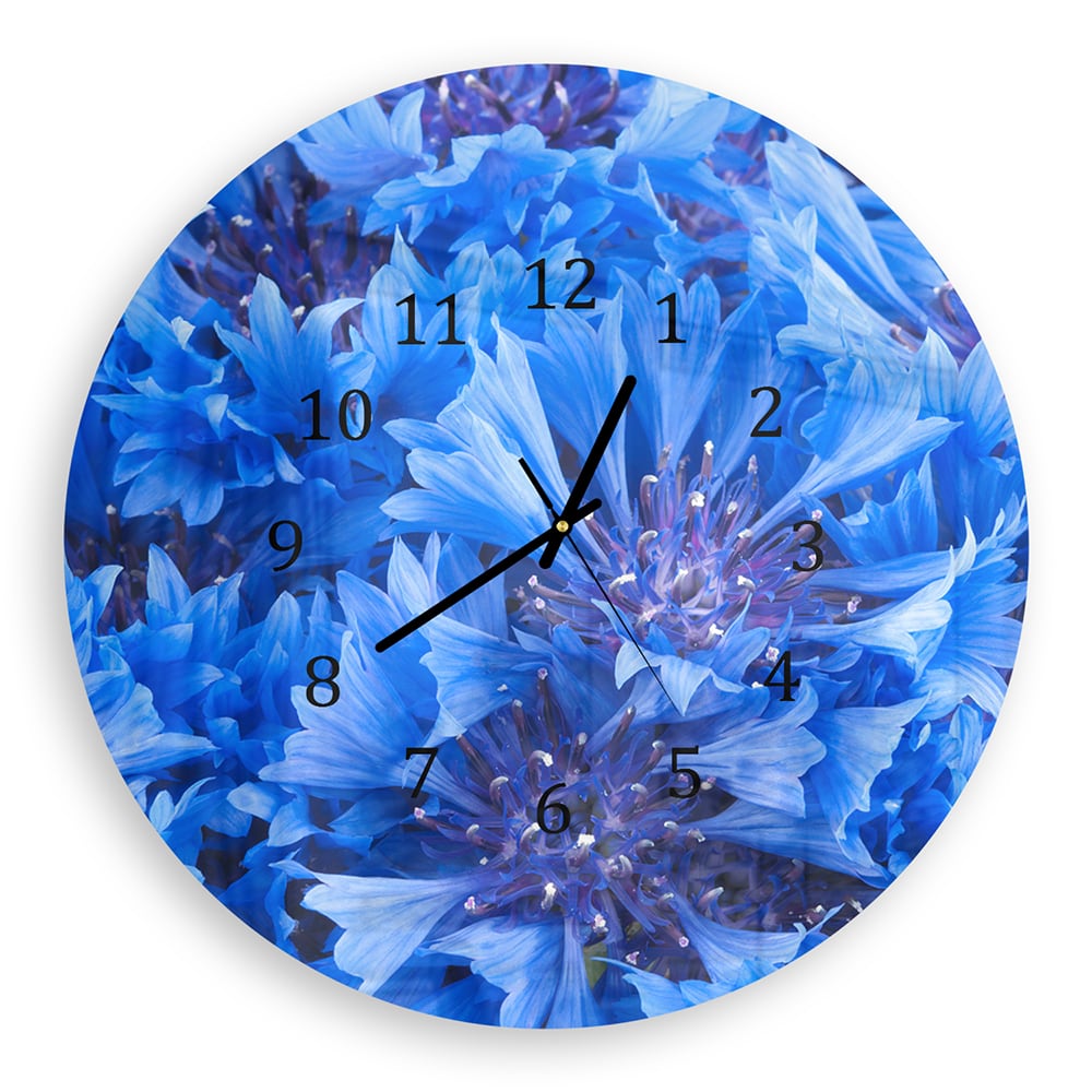 Wanduhr Rund - Blaue Kornblume