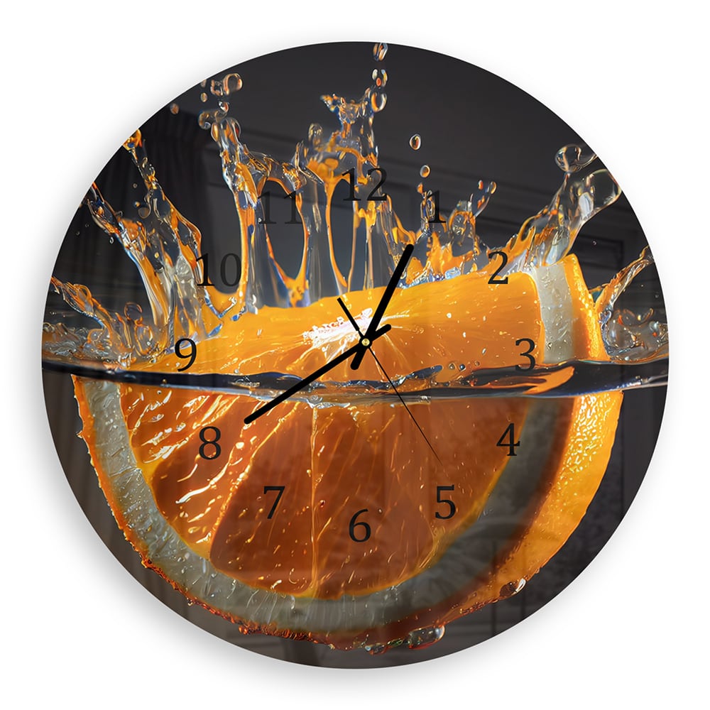 Wanduhr Rund - Orangen-Splash