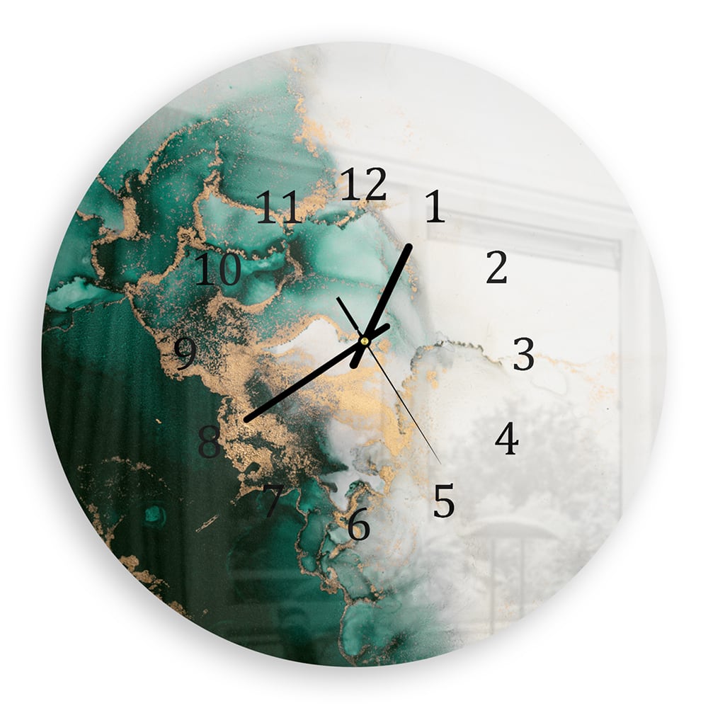 Wanduhr Rund - Luxuriöser Grün-Marmor