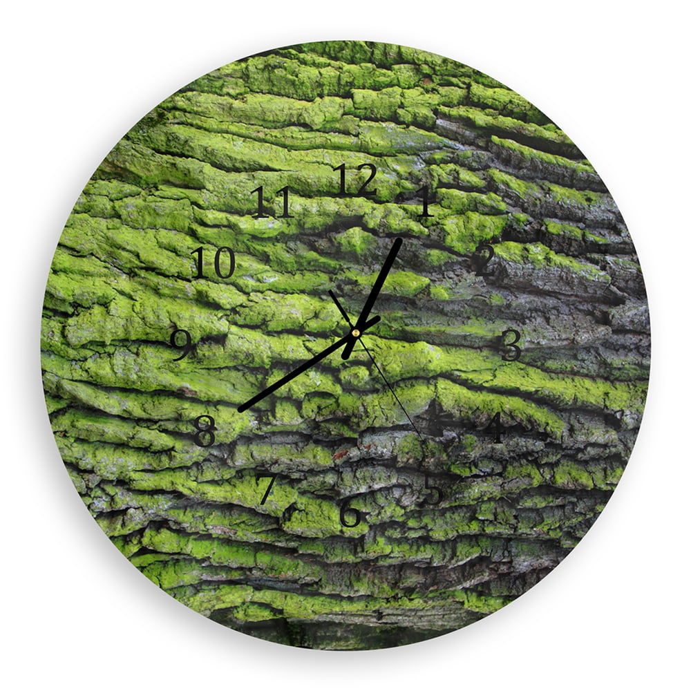 Wanduhr Rund - Grüne Rinden-Textur
