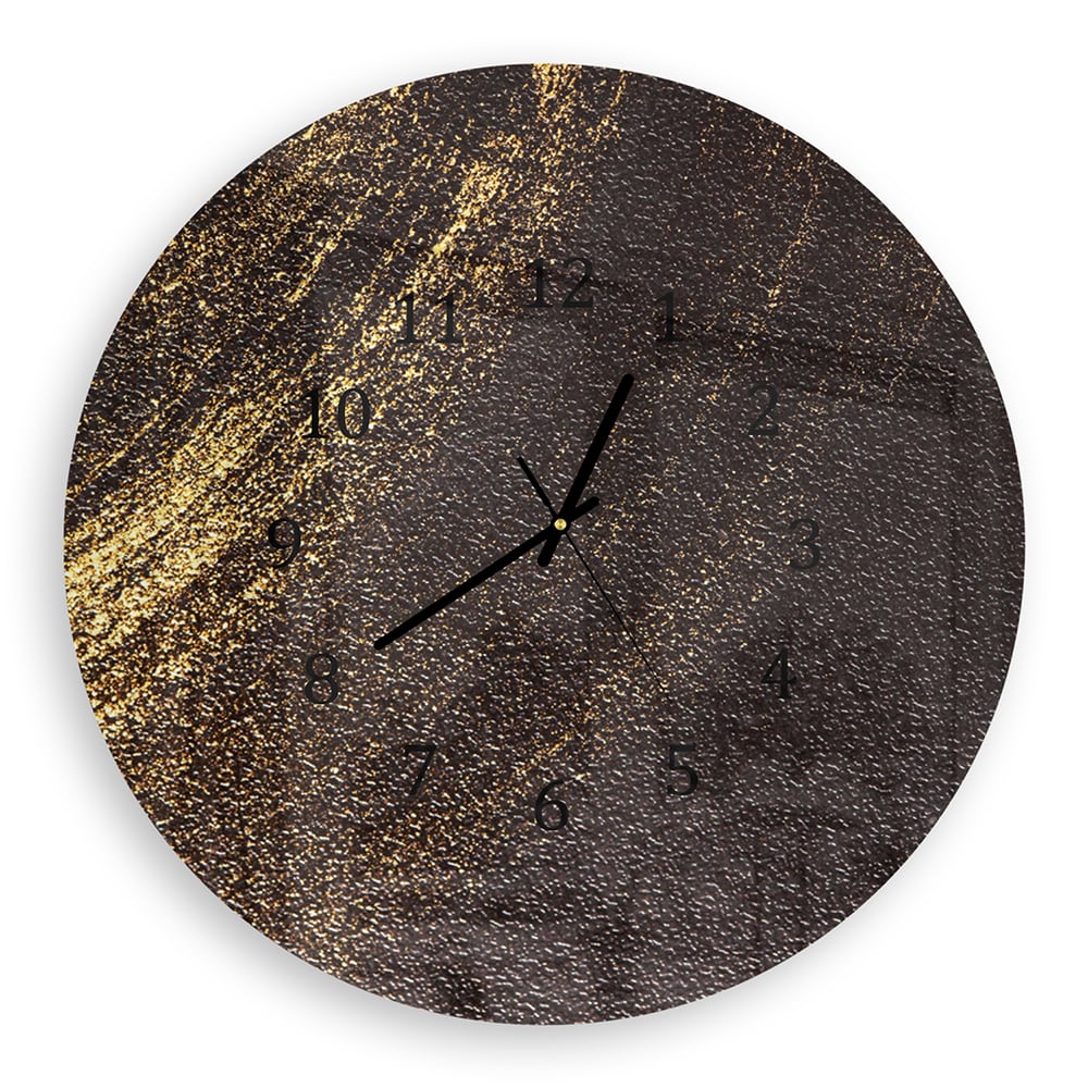 Wanduhr Rund - Goldener Glitzerschwung