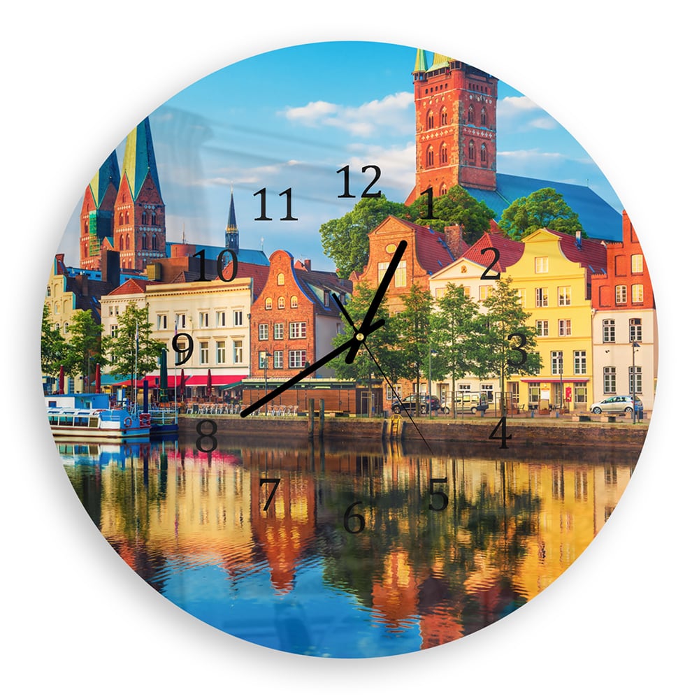 Wanduhr Rund - Lübeck am Wasser