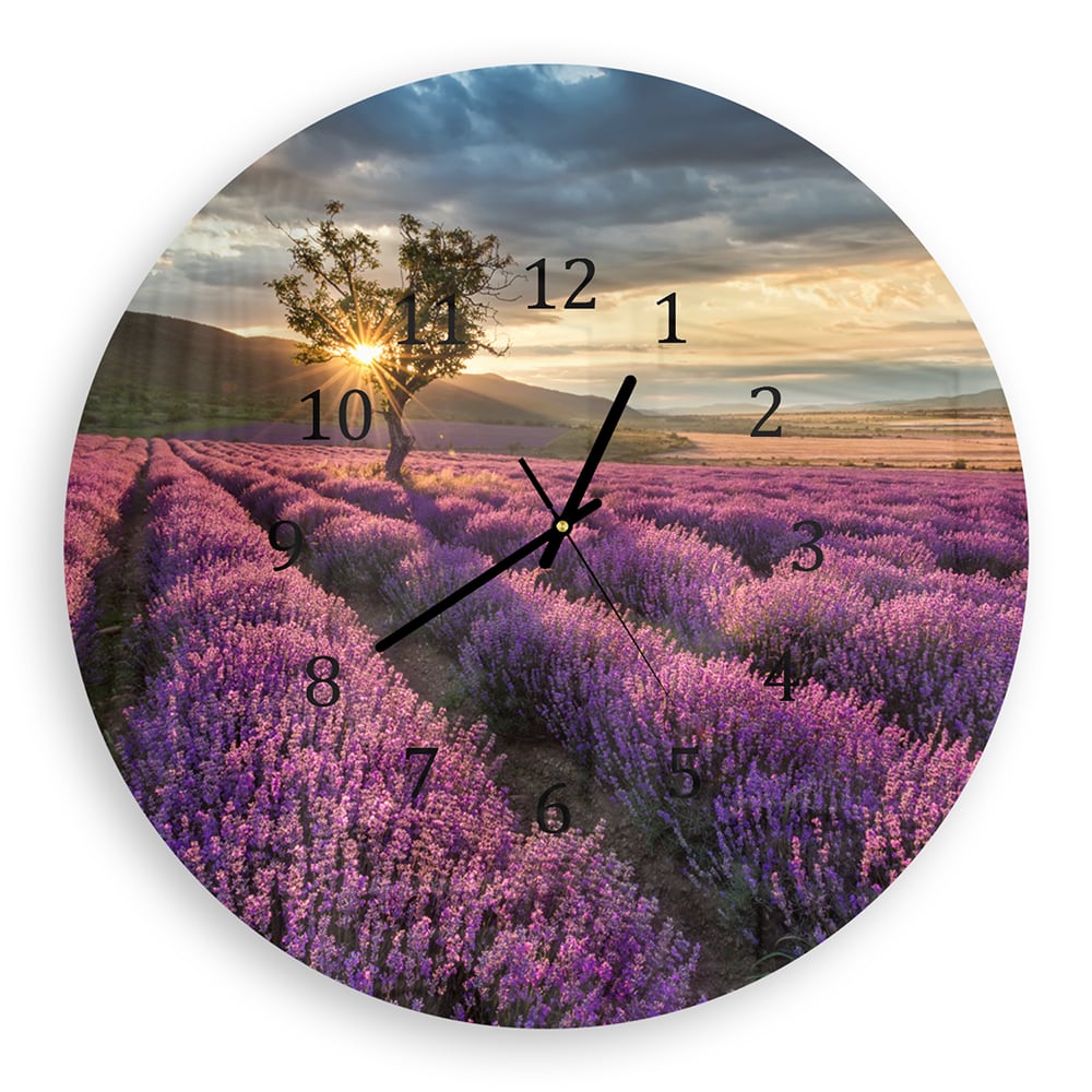 Wanduhr Rund - Lavendelfeld