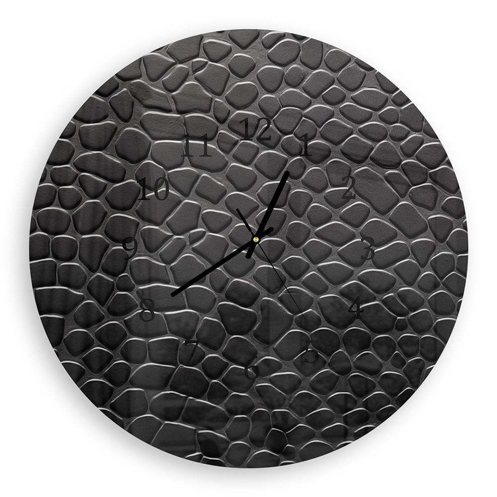 Wanduhr Rund - Nahaufnahme Leder
