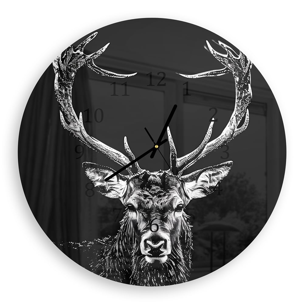 Wanduhr Rund - Illustriertes Reh
