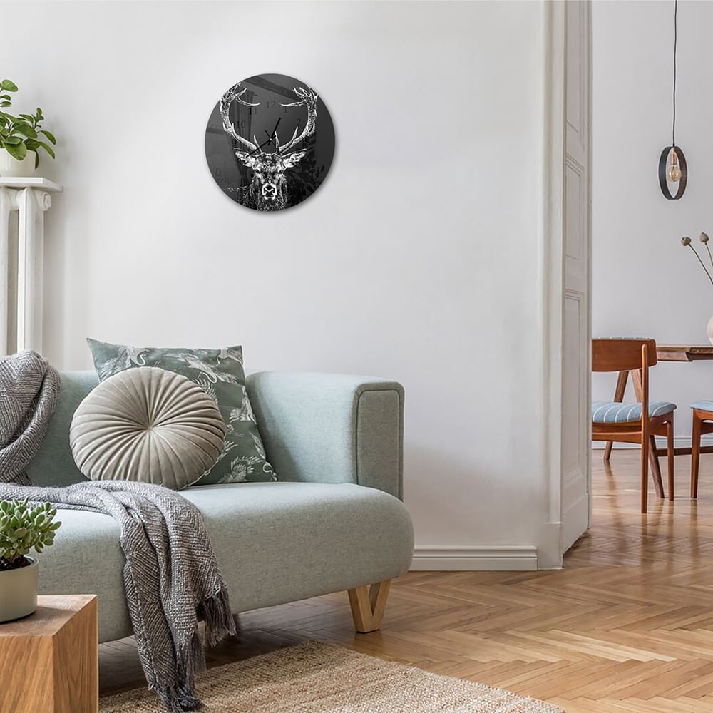 Wanduhr Rund - Illustriertes Reh