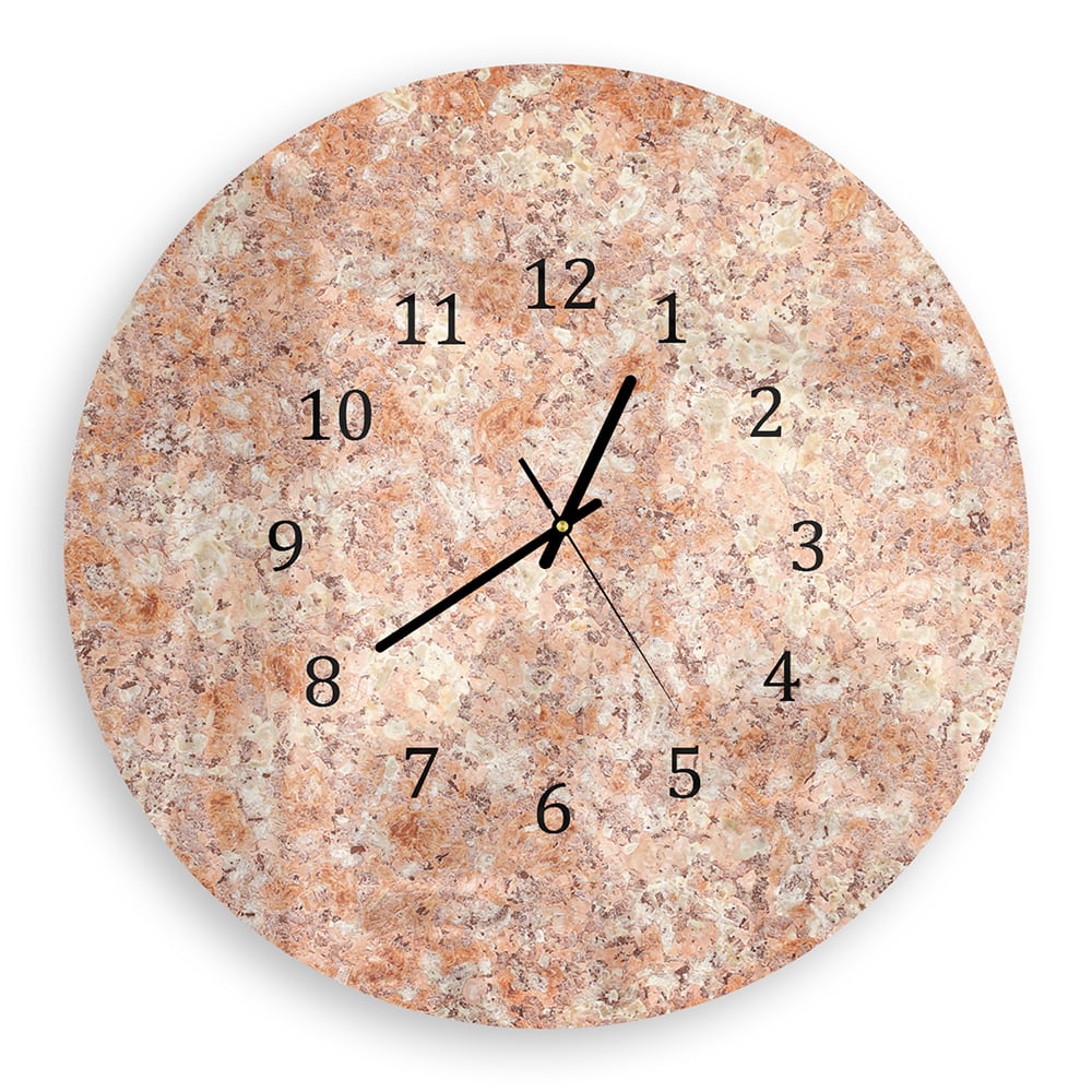 Wanduhr Rund - Gelber Granit
