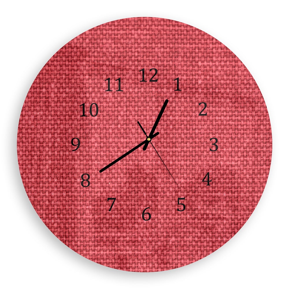 Wanduhr Rund - Rote Leinen-Textur