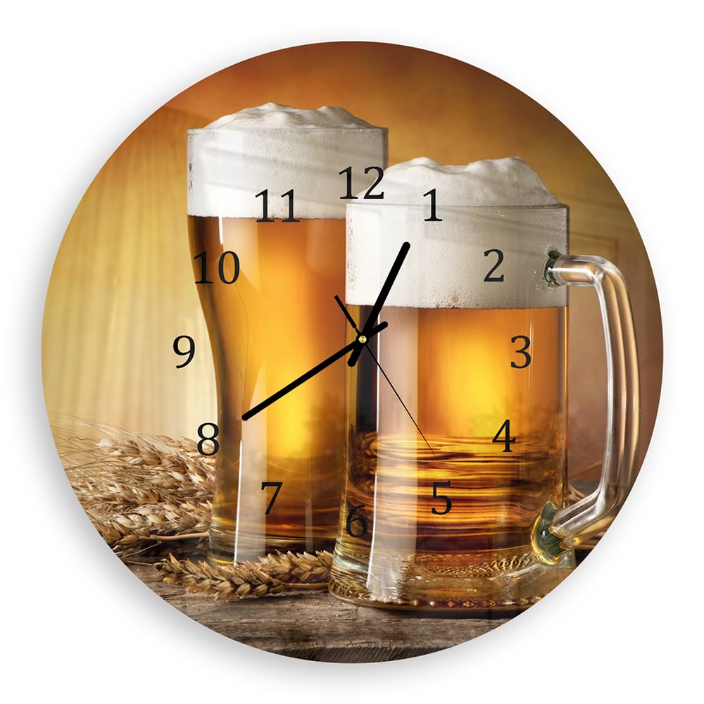 Wanduhr Rund - Bier und Gerste