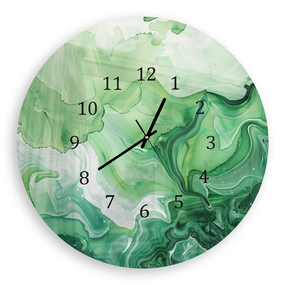 Wanduhr Rund - Grüne Aquarell-Textur