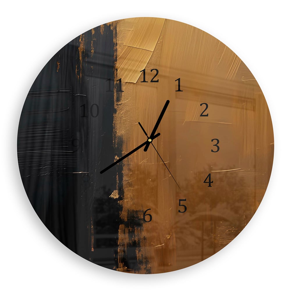 Wanduhr Rund - Goldene Streifen