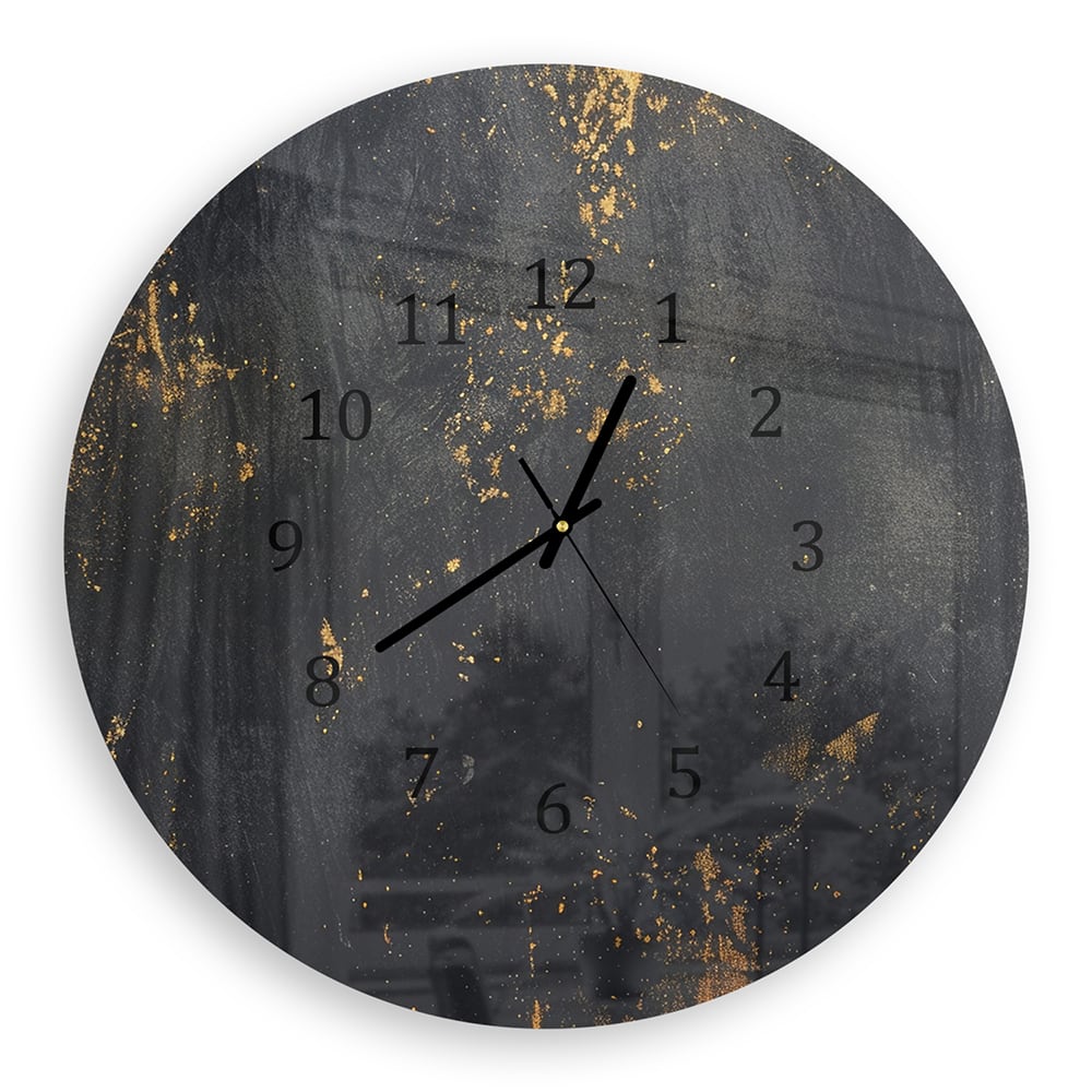 Wanduhr Rund - Goldstaub auf rauer Textur