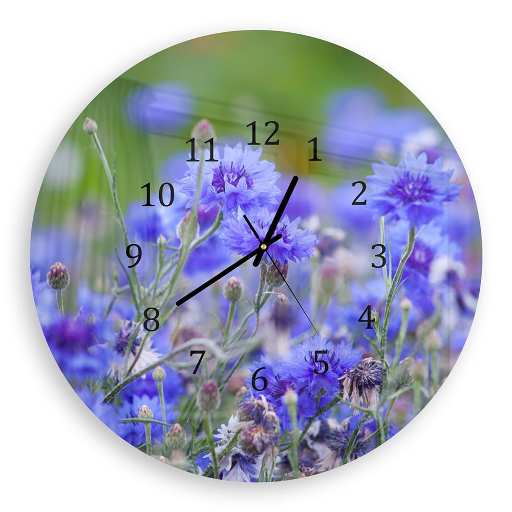 Wanduhr Rund - Kornblumen in Blüte