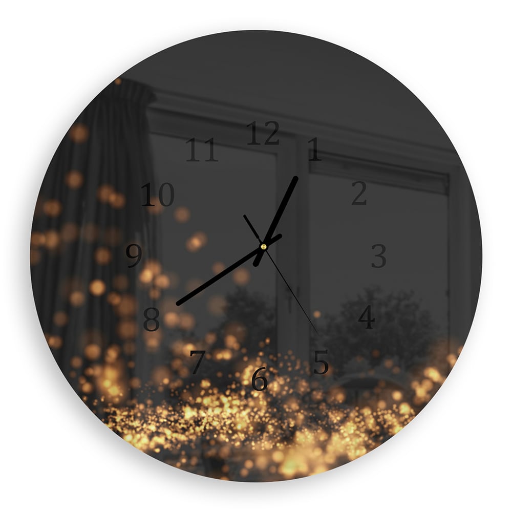 Wanduhr Rund - Goldener wellenförmiger Glitzerhintergrund