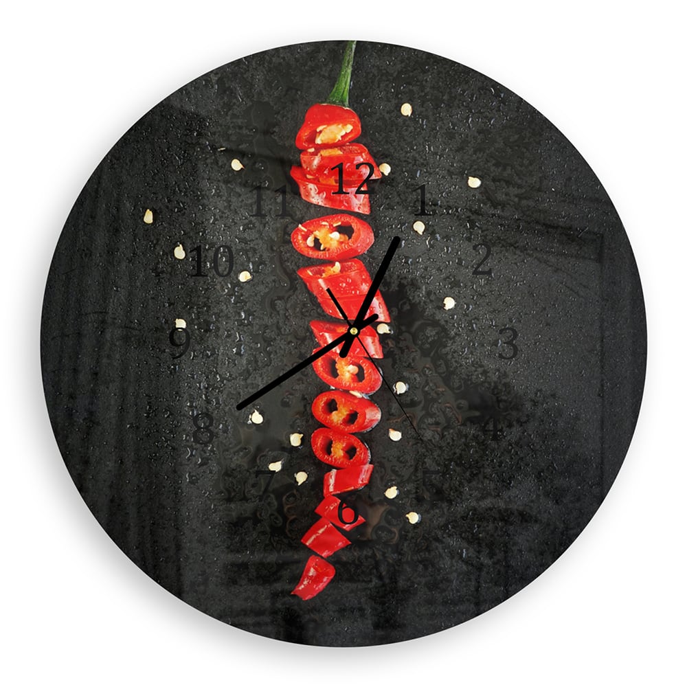 Wanduhr Rund - Geschnittene Paprika