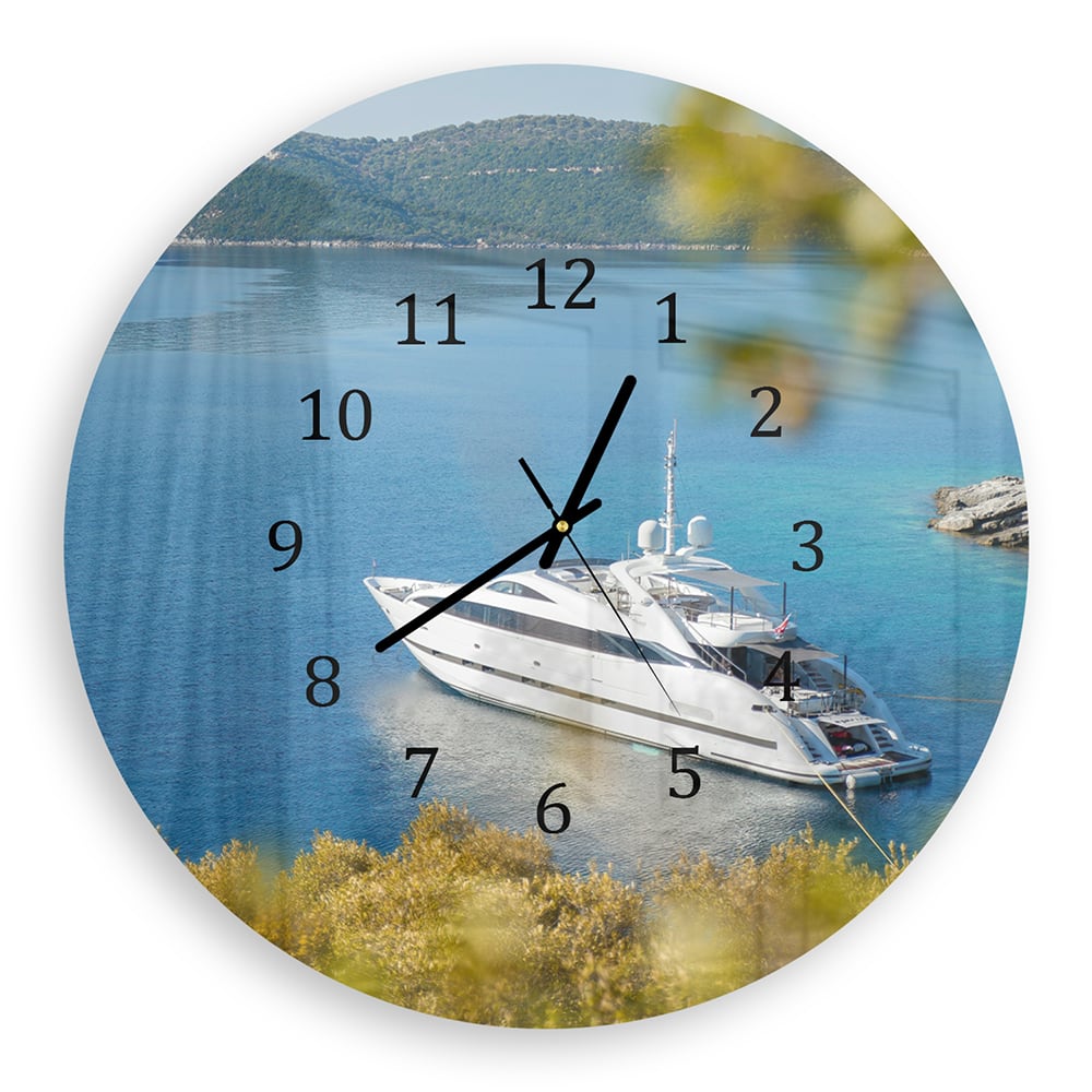 Wanduhr Rund - Jacht vor Anker