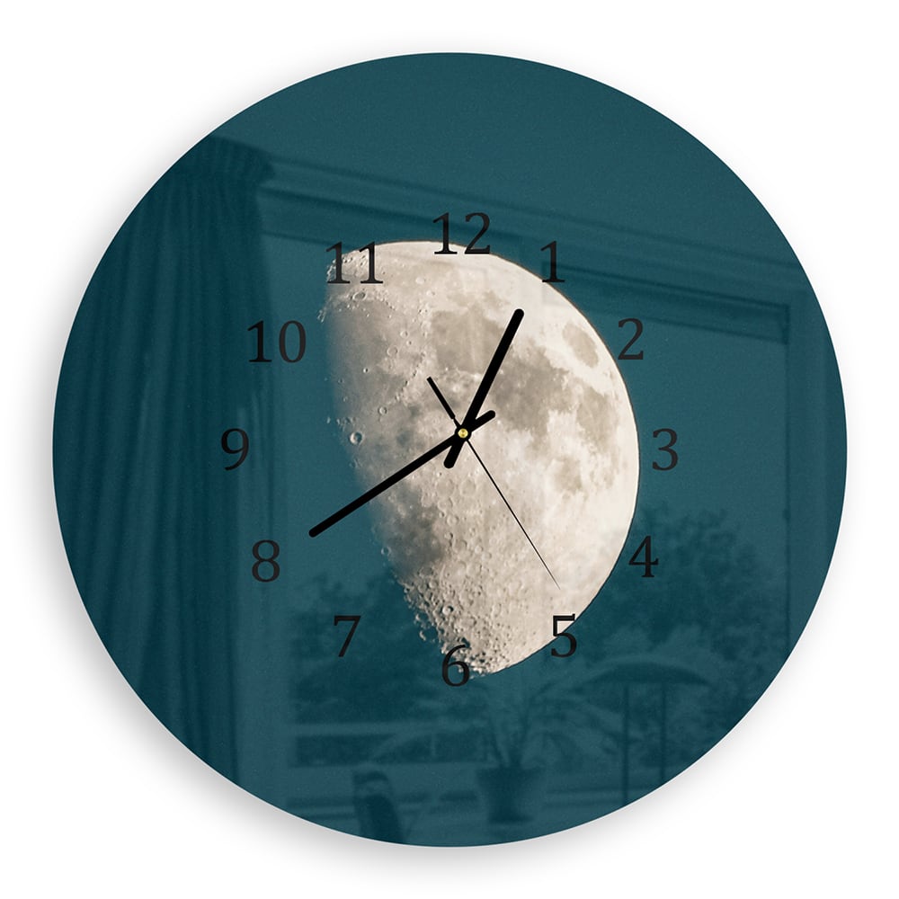 Wanduhr Rund - Halbmond