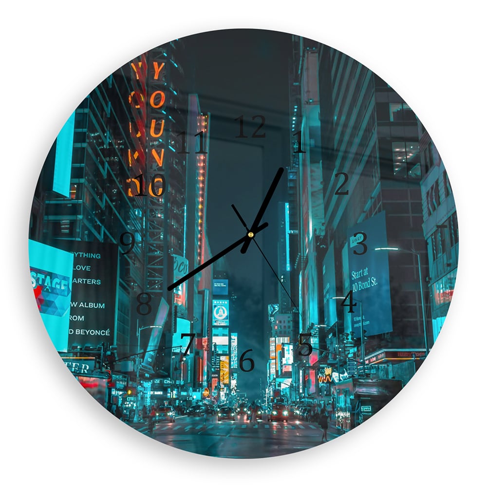 Wanduhr Rund - Nacht in der Stadt