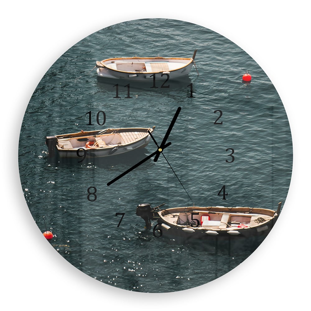 Wanduhr Rund - Boote im Wasser