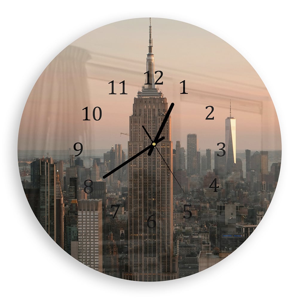 Wanduhr Rund - Manhattan Skyline