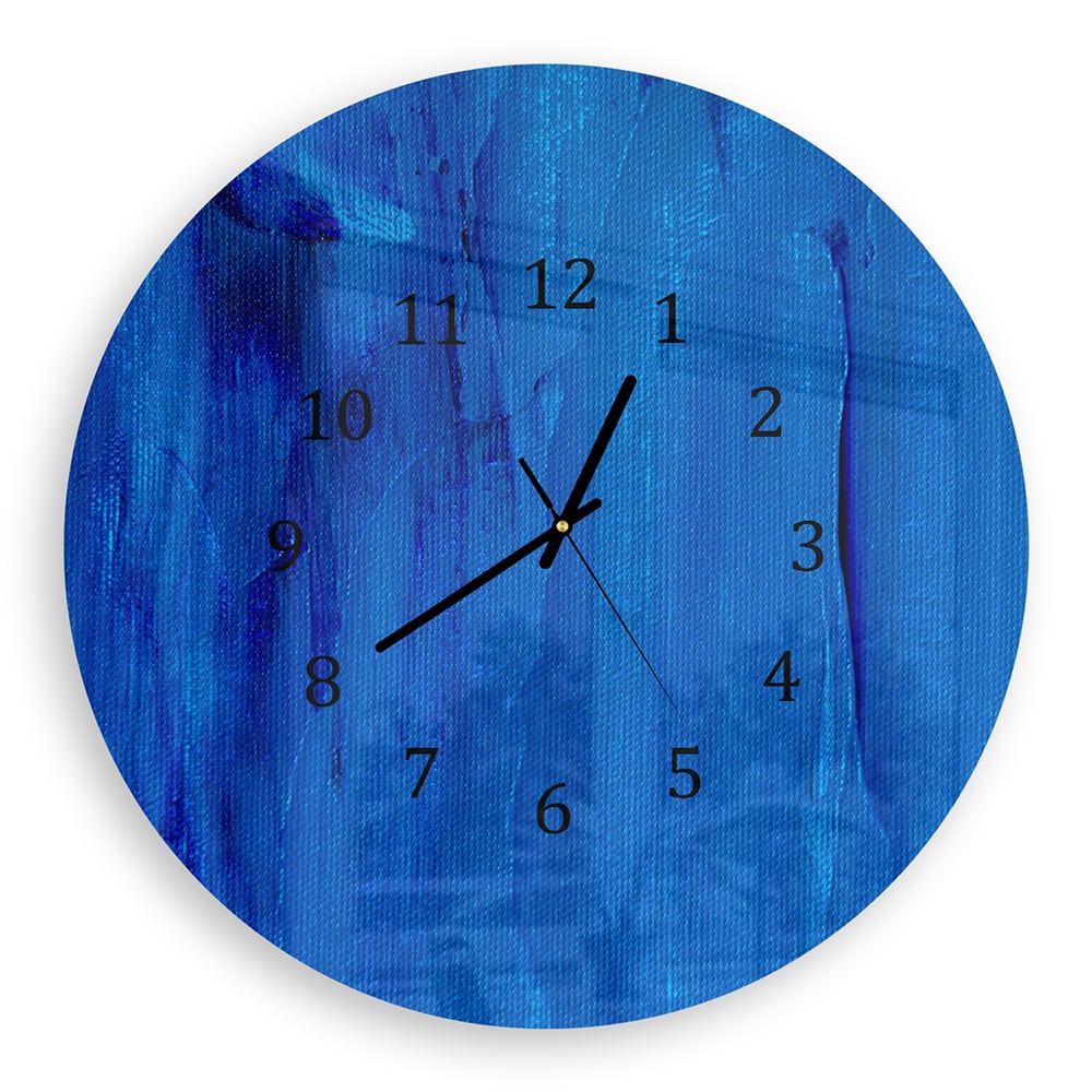 Wanduhr Rund - Blaue Abstraktion